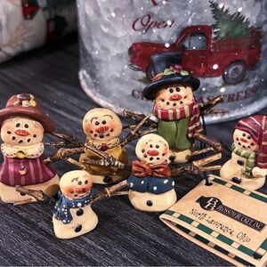 BLOSSOM BUCKET Winter Snowmen Mini festive figurines Christmas Decor Set of 6